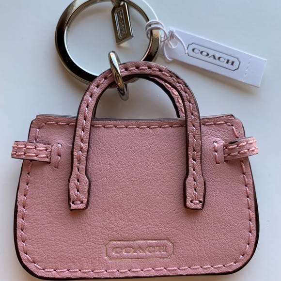 Coach Pink Leather Handbag Key Fob Keychain NWT - Picture 2 of 5